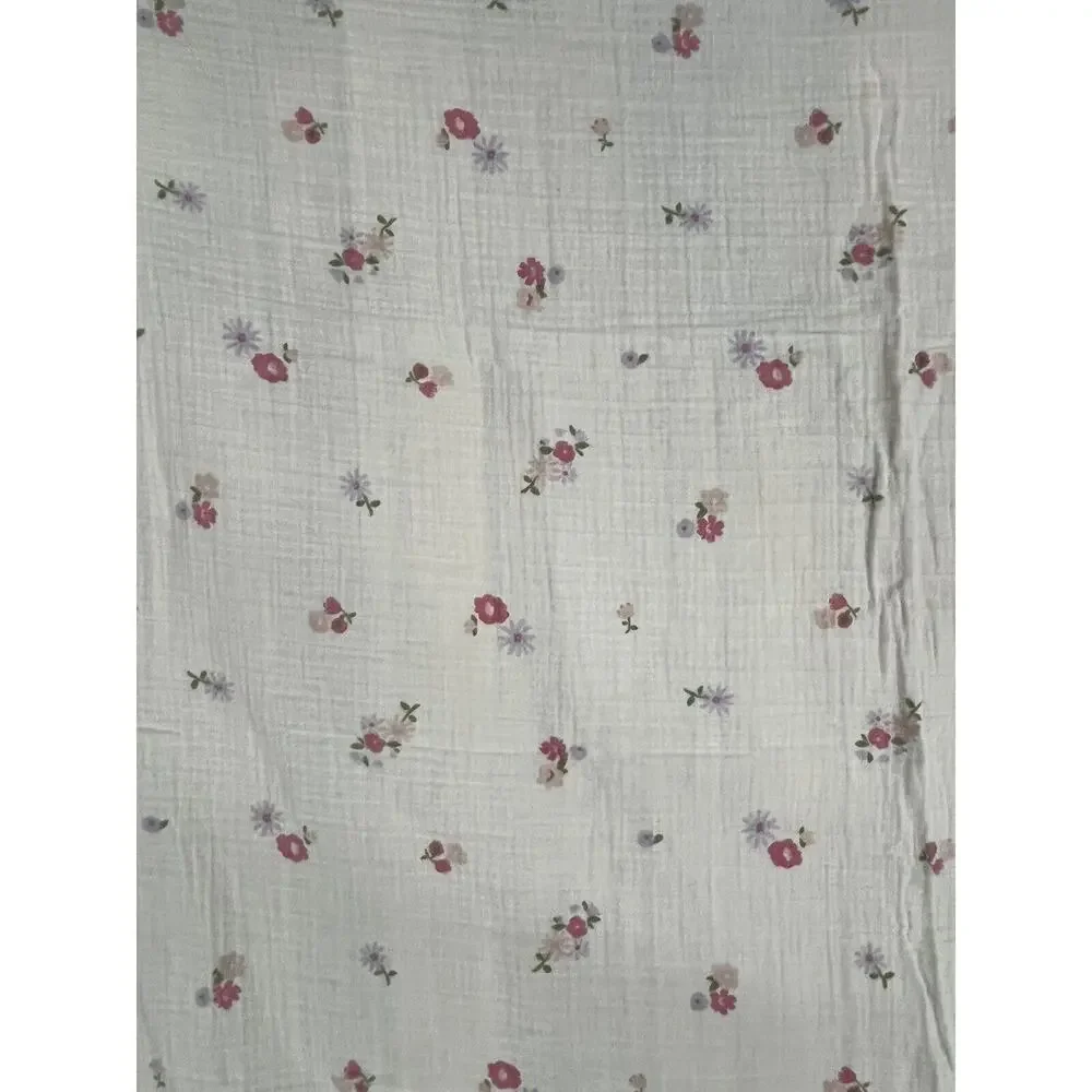 Okie Dokie Floral Muslin Swaddle Baby Blanket Pink Purple Flowers 100% Cotton